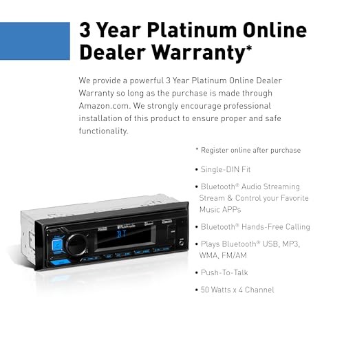 P350MB Car Audio Stereo System – Single Din, Bluetooth Audio and Single DIN