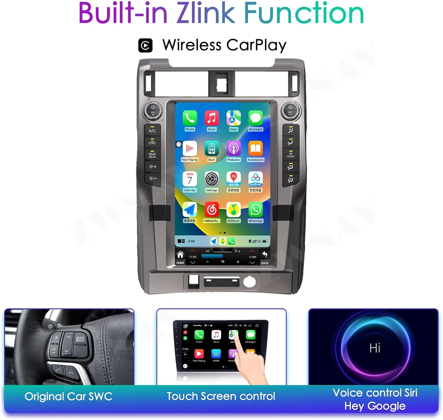 15.6″ 64G Android Car Radio Stereo GPS Navi Carplay For Toyota 4runner 2010-2023