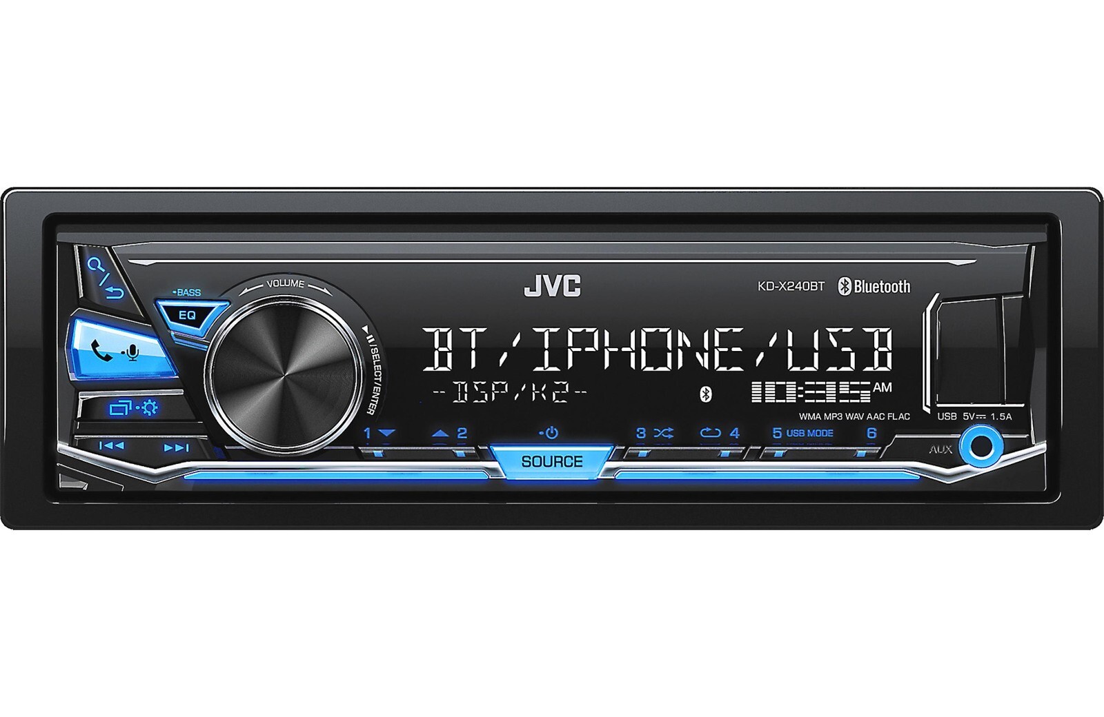 JVC KD-X240BT Bluetooth Media Player iPhone Android Pandora USB Aux MP3 AM FM
