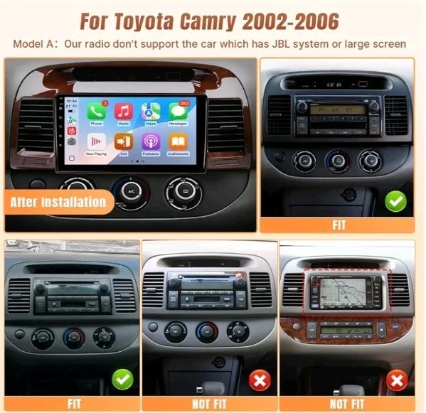 For Toyota Camry 2002-2006 Apple CarPlay Android 12 Car Stereo Radio WiFi BT