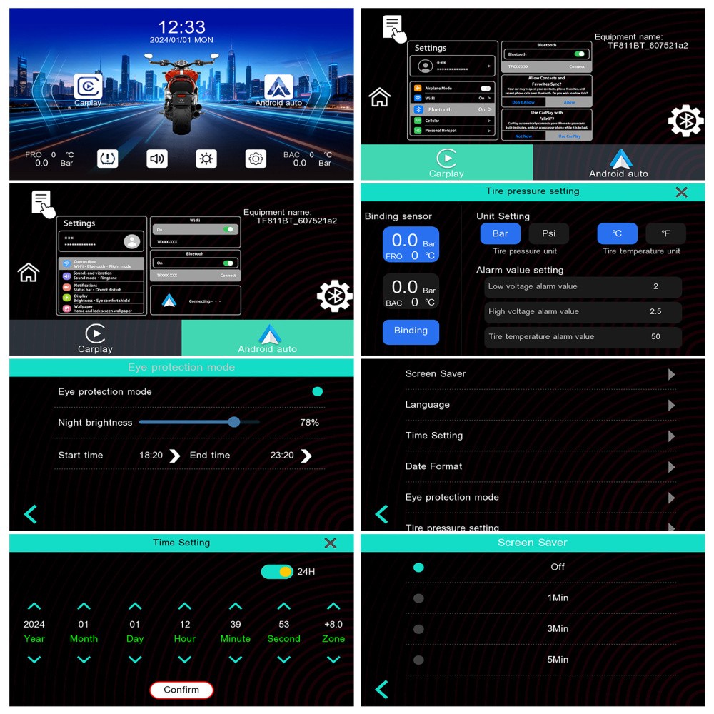 5″ Motorcycle Carplay Navigation Wireless CarPlay Android Auto IP67 Touch Screen