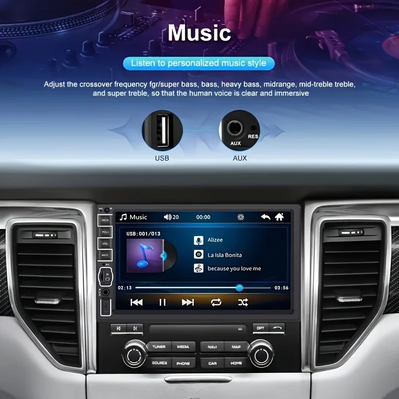 7″ HD Car Stereo Radio 2 Din MP5 Player with 8LED Backup Cameras, FM/USB/AUX