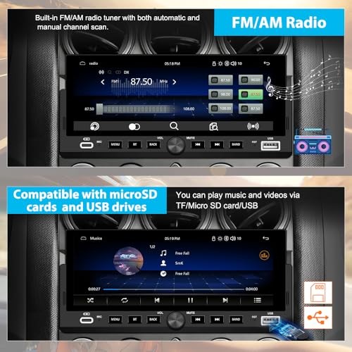 Single Din Car Stereo with CarPlay&Android Auto HD IPS Touchscreen 6.86 inch