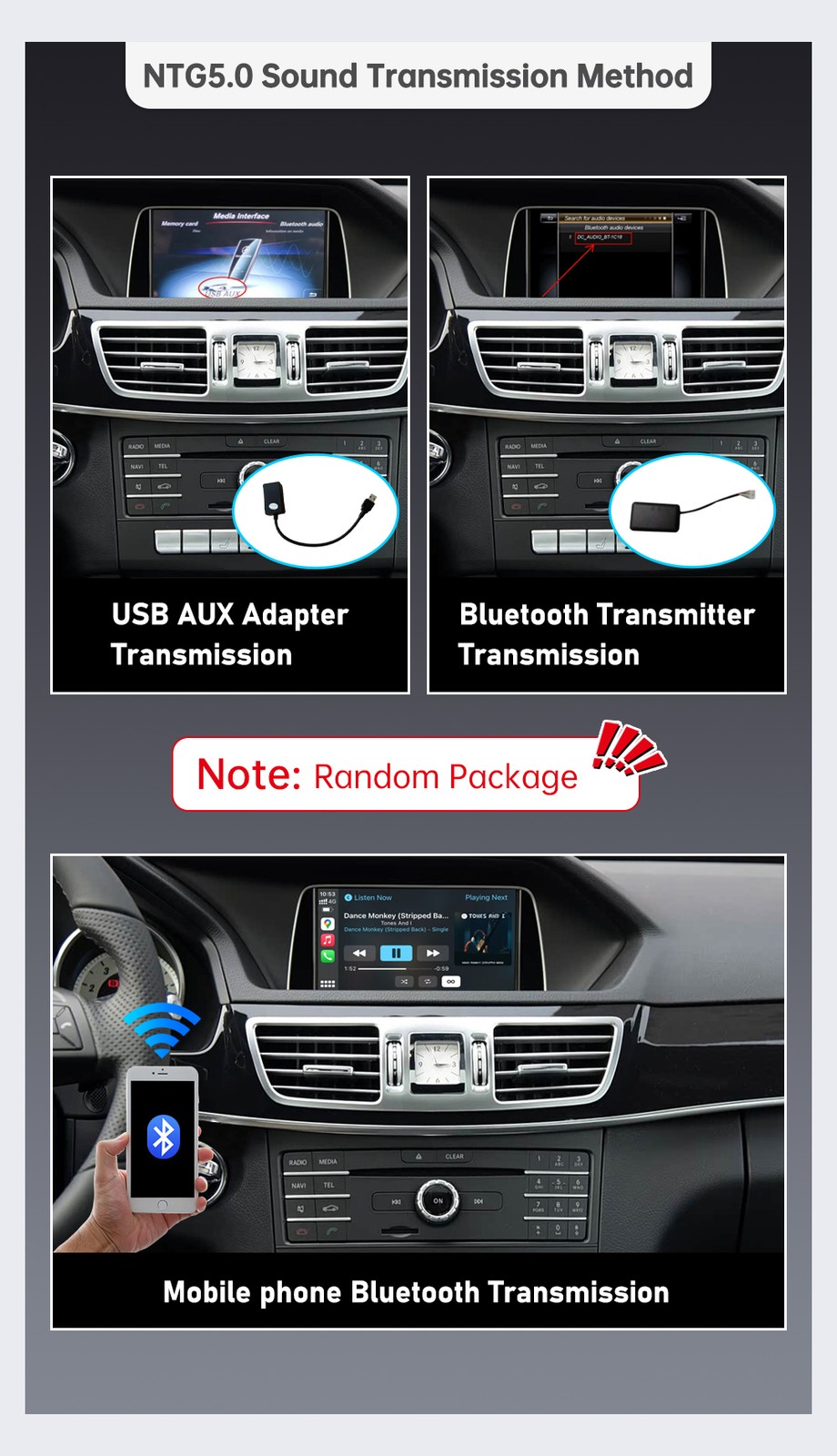 Wireless Carplay Android Auto Retrofit Kit for E Class W212 E Coupe C207 2012-15