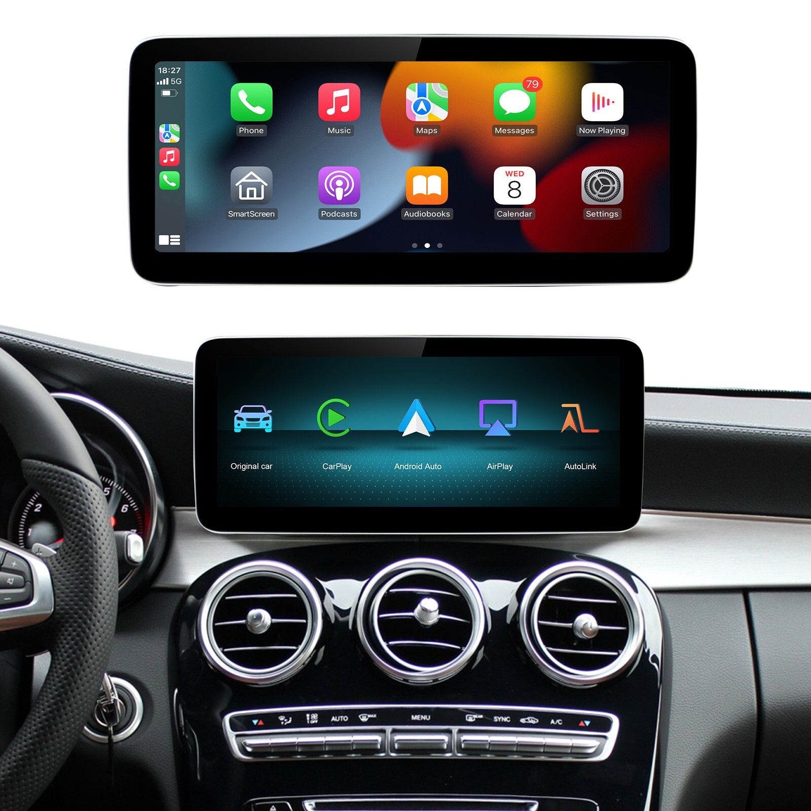 12.3′ Wireless Carplay/Android Auto for Mercedes Benz NTG5.0 GLA CLA GLC