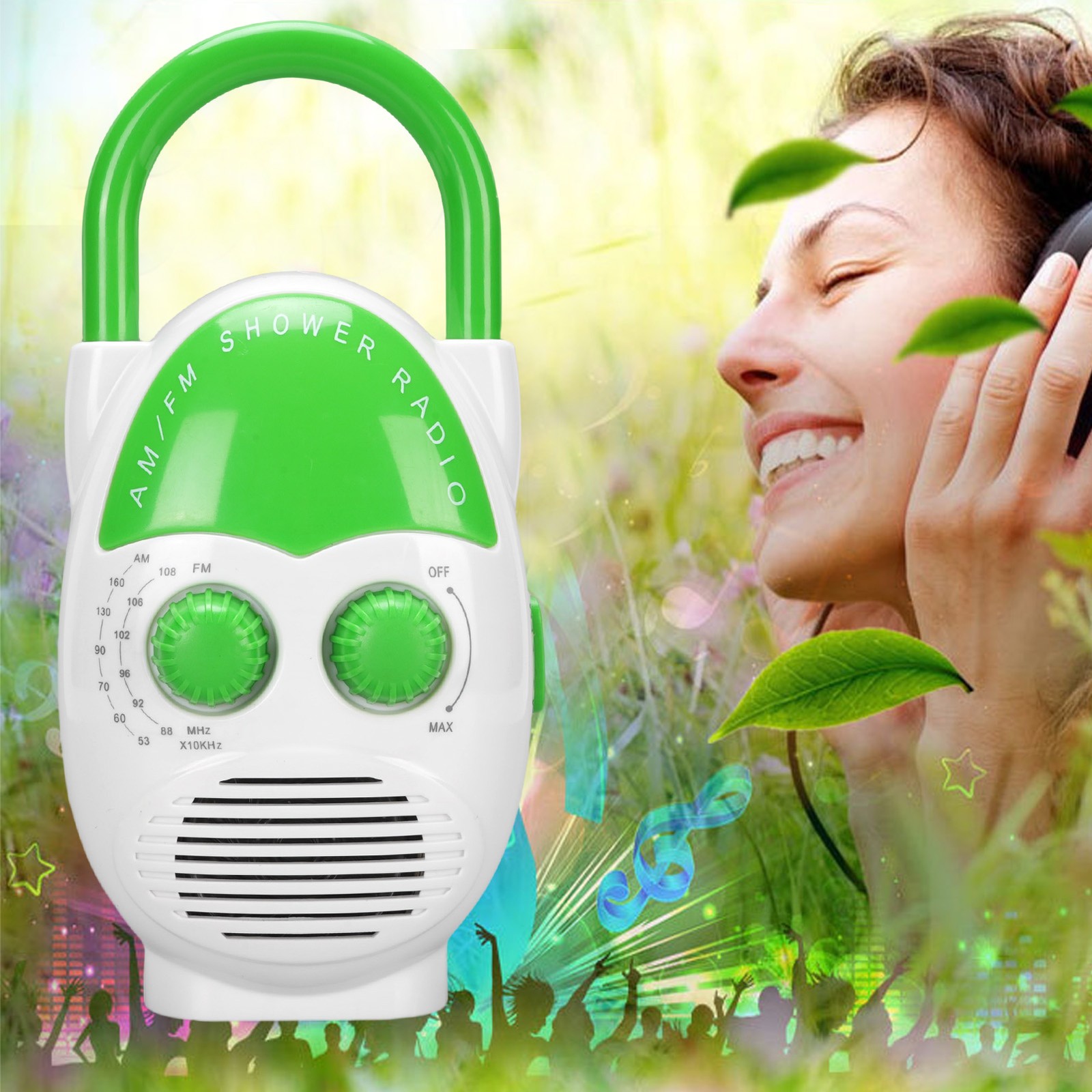 AM FM Radio Adjustable Volume Waterproof For Kitchen Or Bathroom Premium