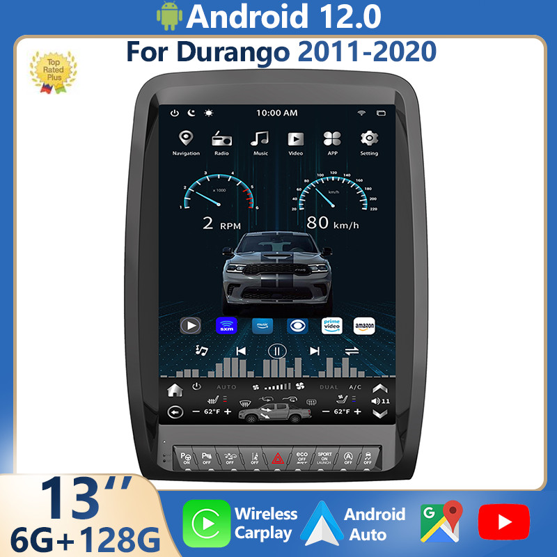 13″ GPS Navi Car Stereo For Dodge Durango Carplay Vertical Screen Radio 6g+128g