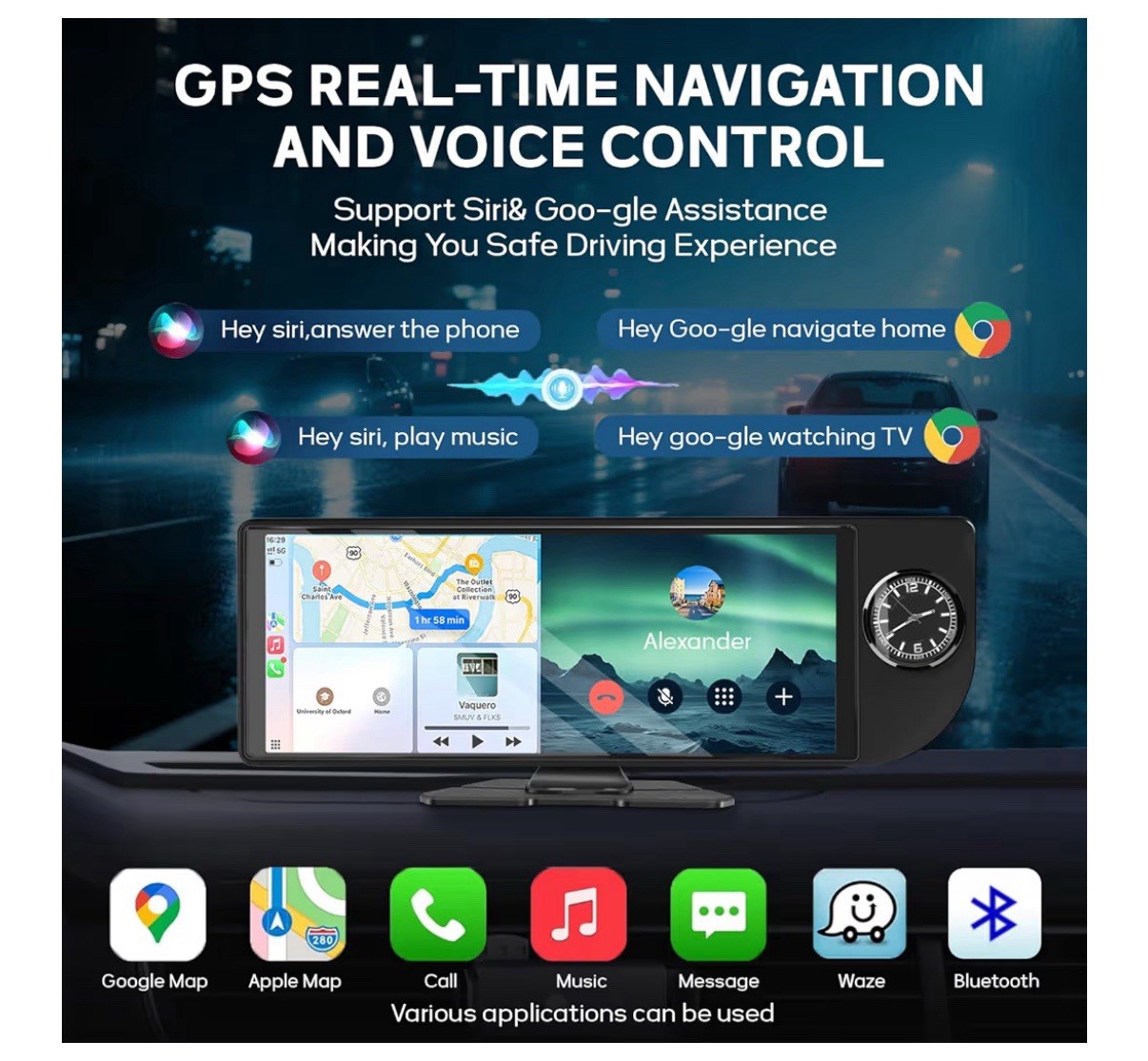 Single Din Car Stereo 10.26 Inch Touchscreen with CarPlay, Android Auto, Bluetoo