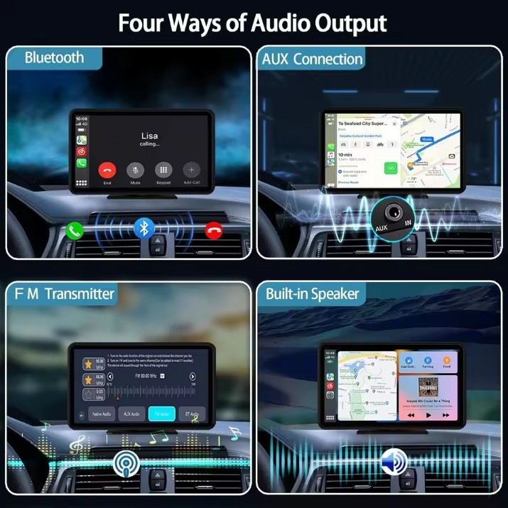 7 Inch Wireless Apple CarPlay Android Auto Portable Car Touch Screen