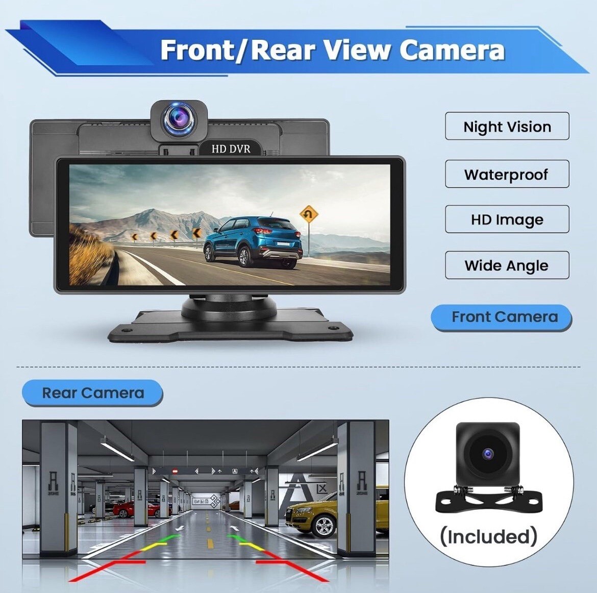 10.26 Inch Wireless Portable Car Stereo with 4K Dash Cam
