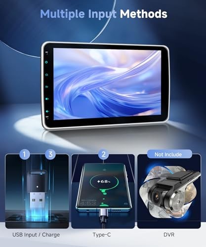 Single Din Car Stereo with Wireless A-pple 10 Inch with Adjustable Screen