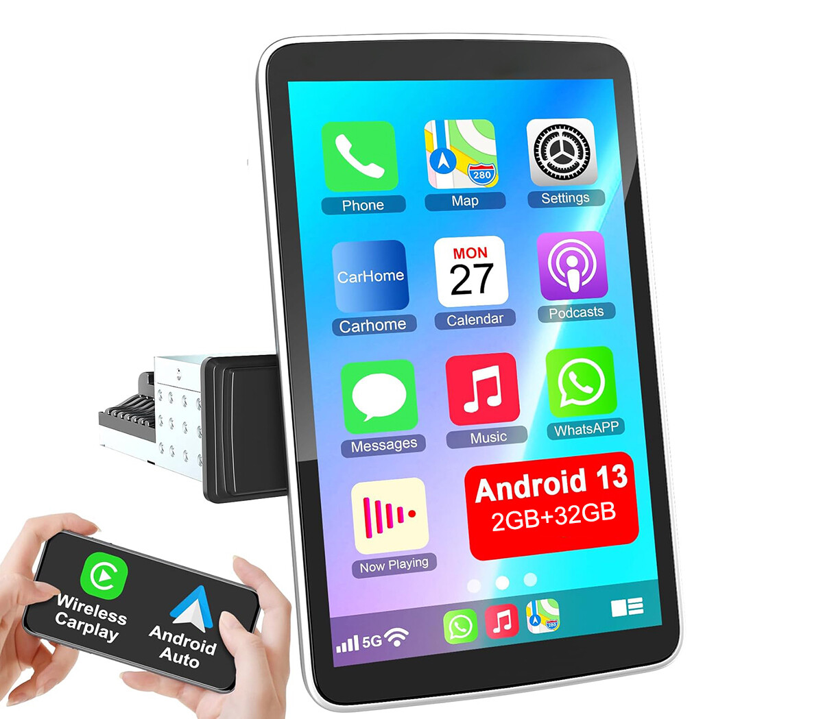 10 Inch Car Stereo Radio Player Android 13 GPS For Carplay 2 Din WIFI + Camera