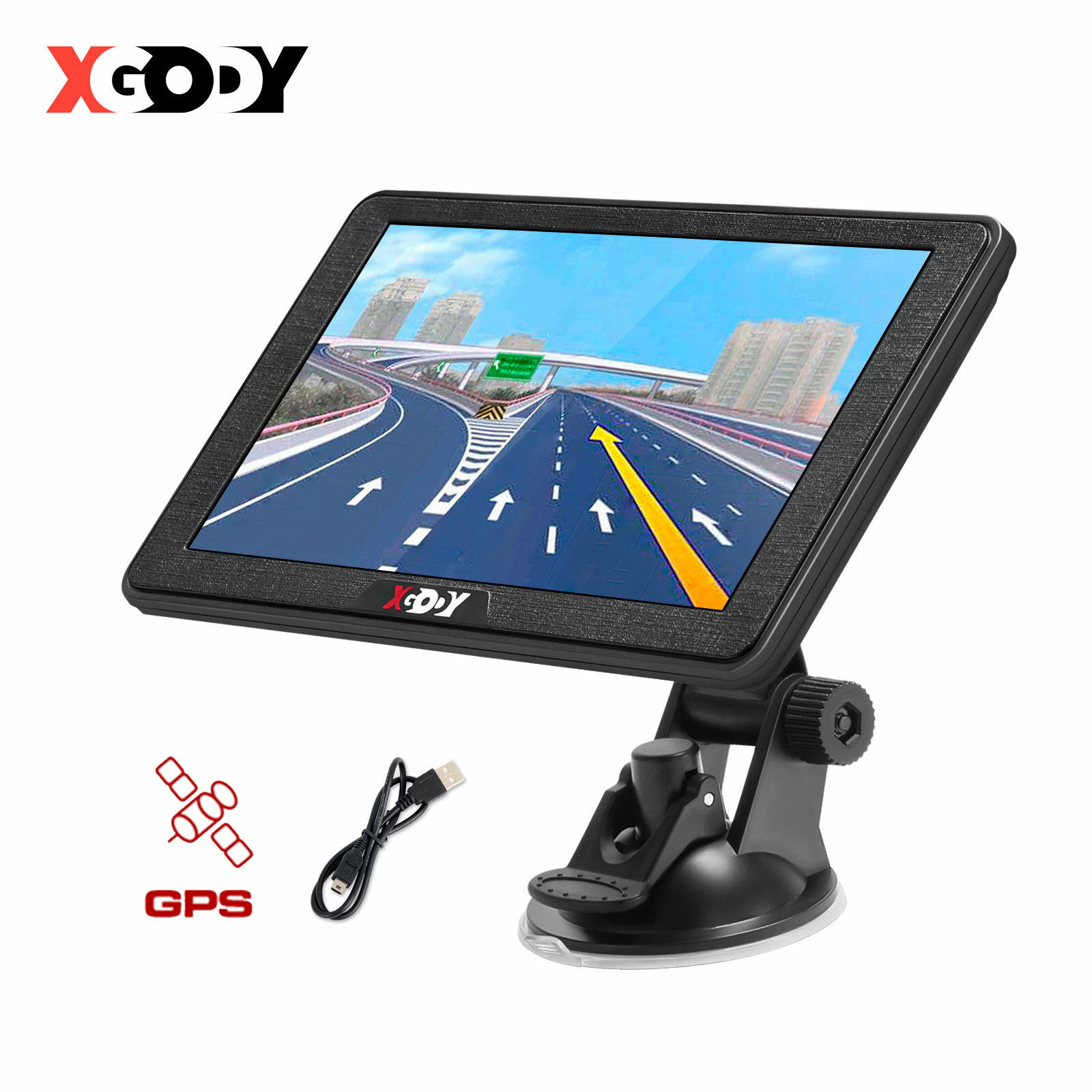 XGODY 7 Inch Car & Truck GPS Navigation Navigator US Canada Mexico Maps POIs FM
