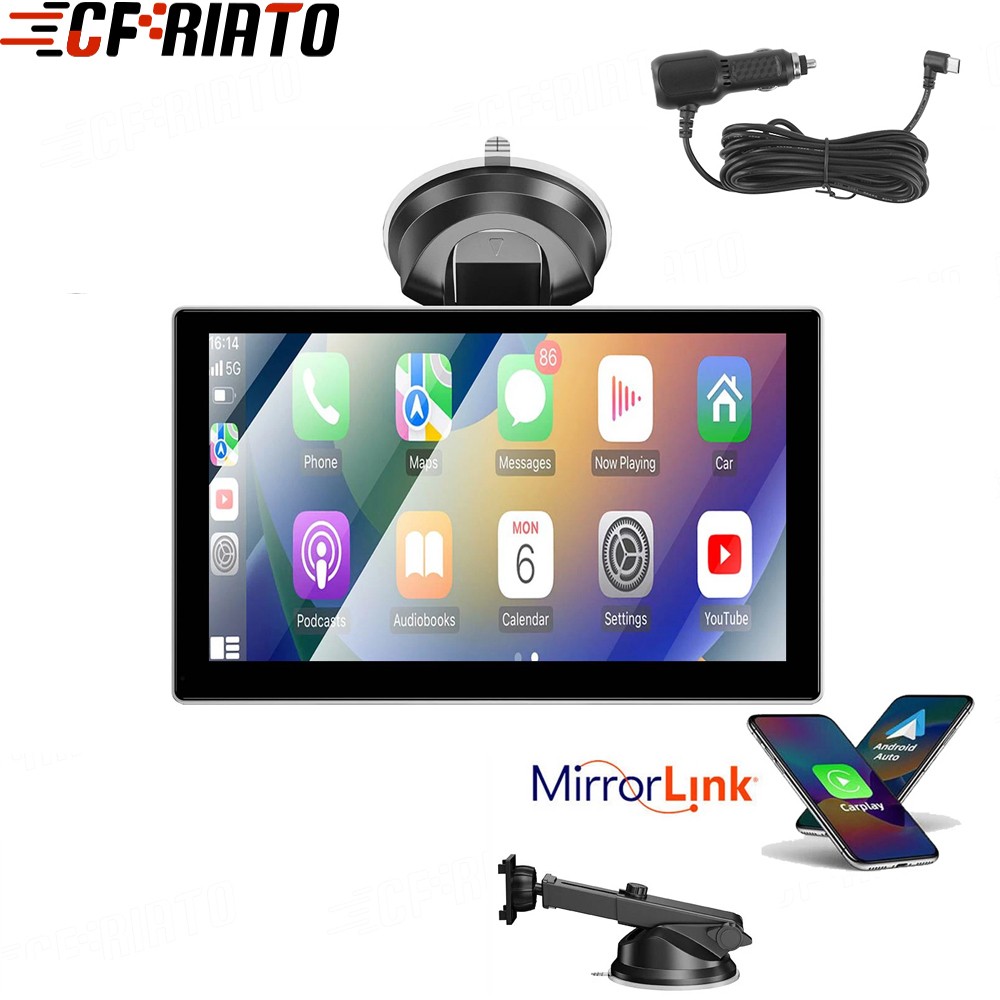 Portable 9″Car Stereo Radio Wireless Apple Carplay/Android Auto Touch Screen FM