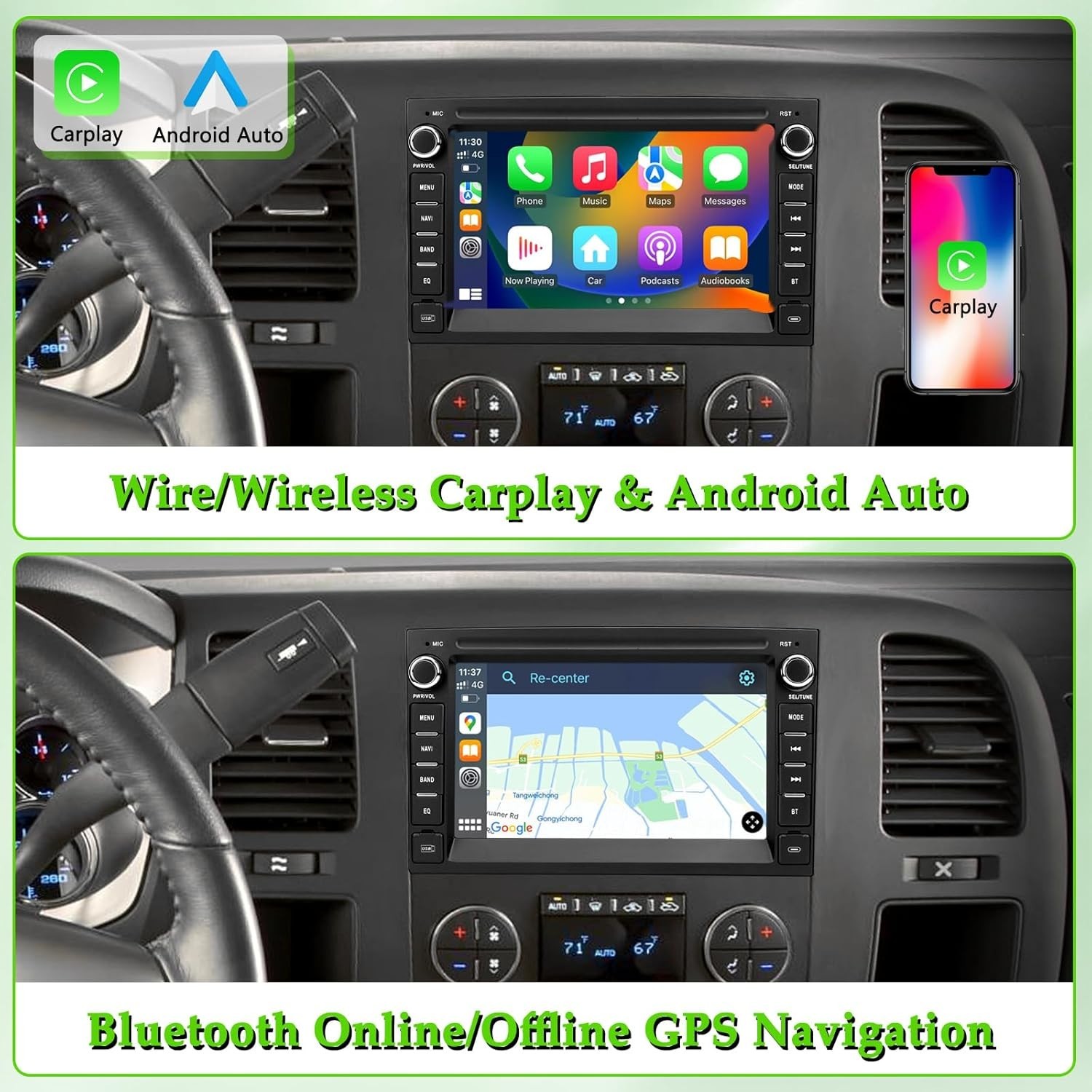 7 Inch Android 12 Car Radio for Chevrolet with Built-in GPS & CarPlay