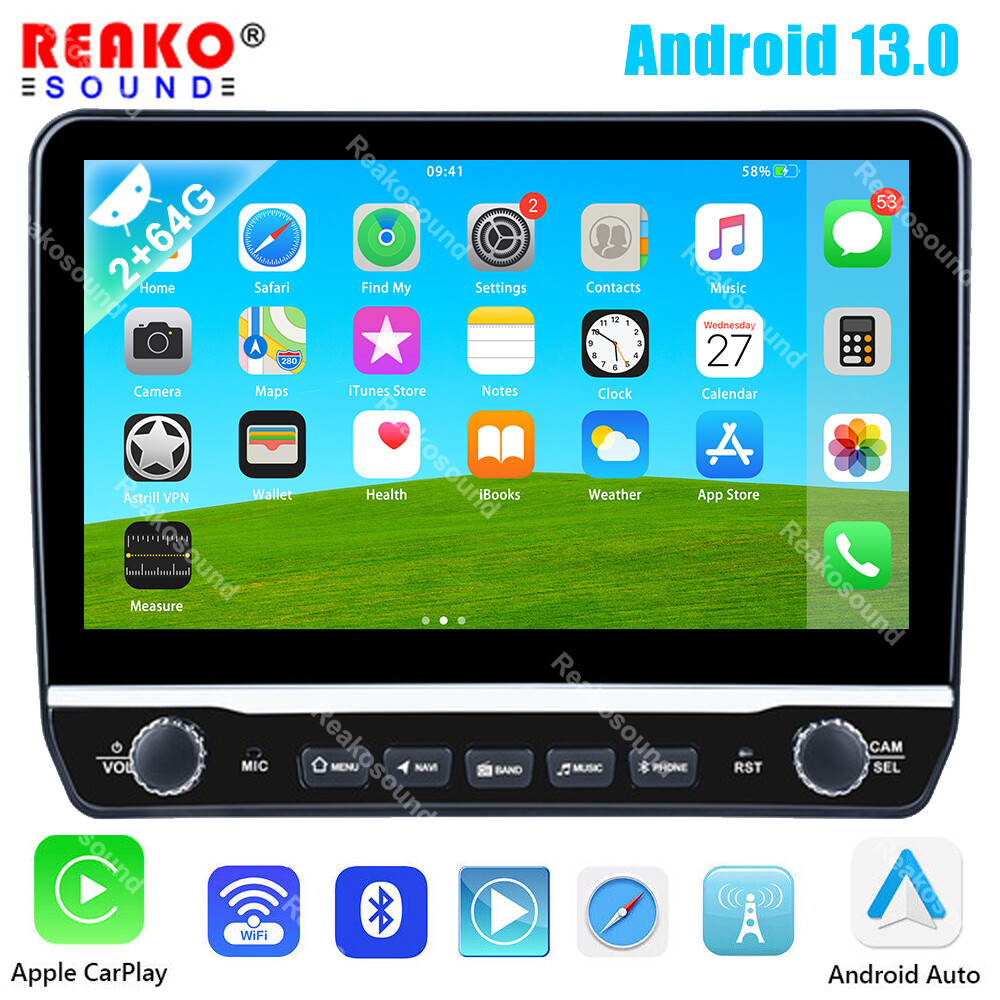 2+64G Double 2 Din Apple Carplay 10.1” Android 13 Car Radio Stereo GPS Navi RDS