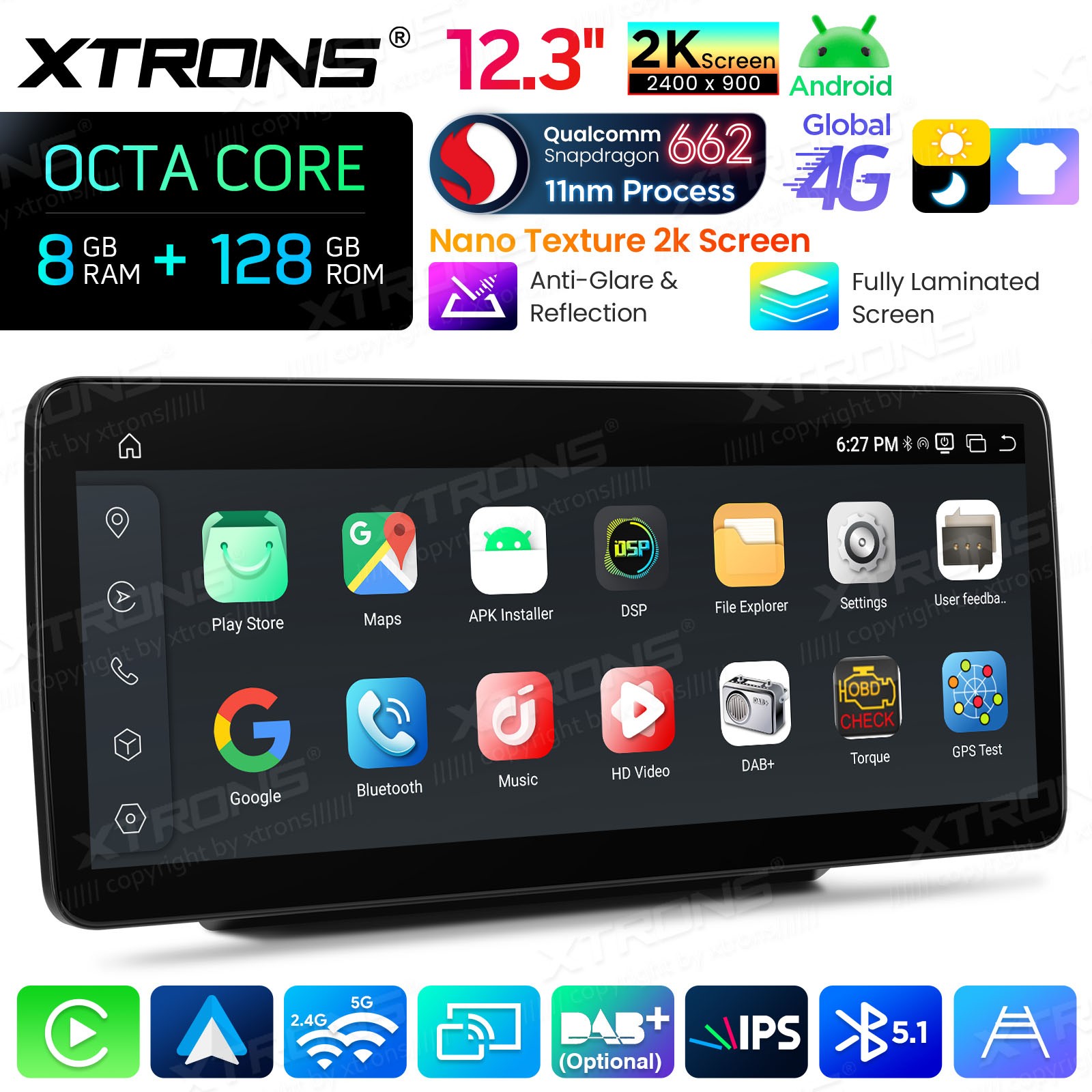 2K 12.3″ 8-Core Android Screen for Mercedes Benz C GLC W205 X253 NTG5.2 8+128G