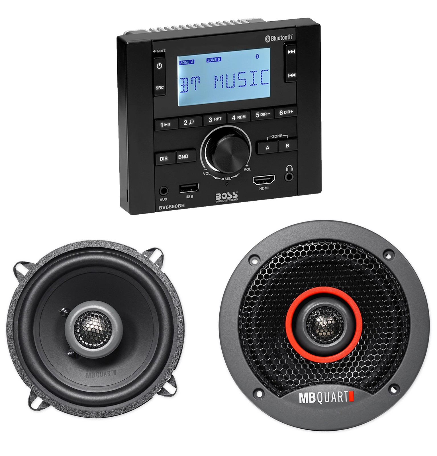 Boss BV6860BH Mobile Home RV Digital Media Stereo+(2) MB Quart 5.25″ Speakers