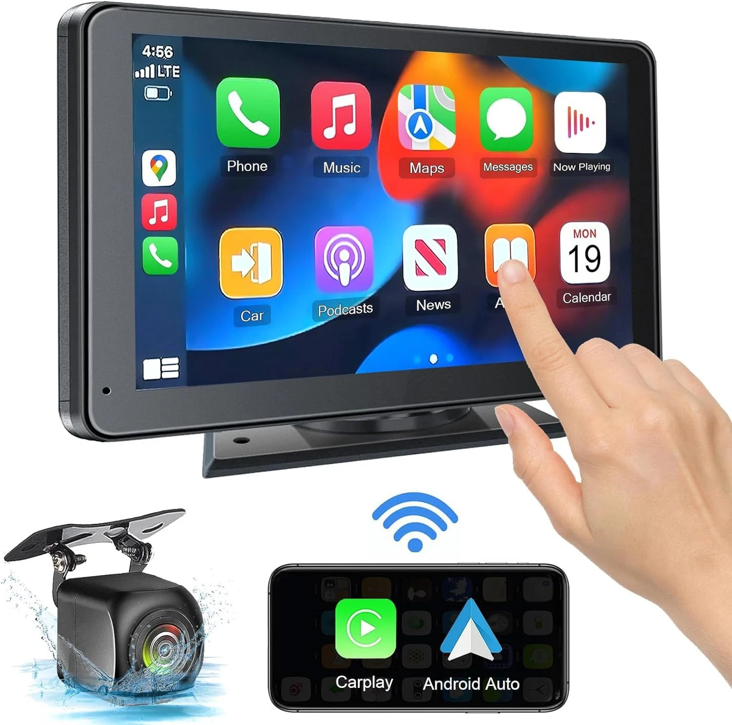 UPGRADED Apple CarPlay Android Auto Screen for ALL Cars, GPS Navi, Rear Camera