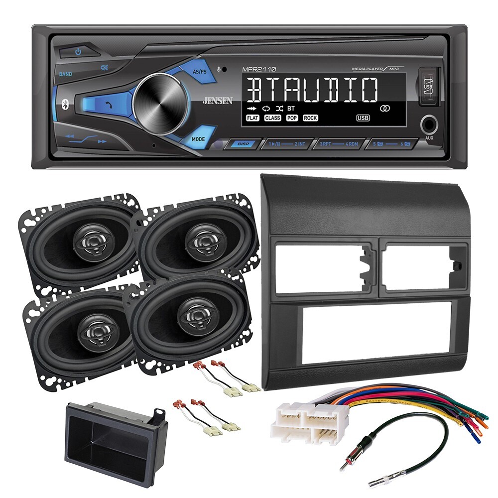 Single DIN AM/FM Car Stereo & 4×6″ speaker + kit For 1988-1994 GM C/K 1500 GRY