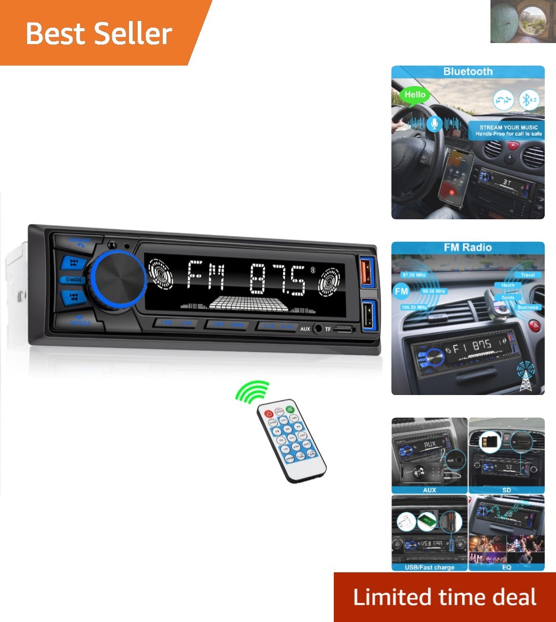 High-Quality Car Stereo – Bluetooth Connectivity & 2 USB Ports for Fast Charging