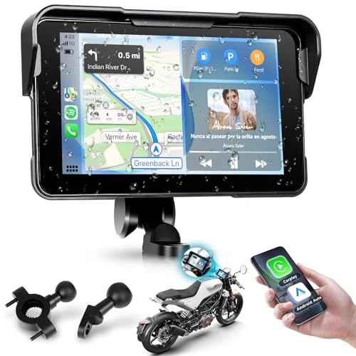 5 Inch Motorcycle Carplay Screen with Wireless Carplay Android Auto for Car,