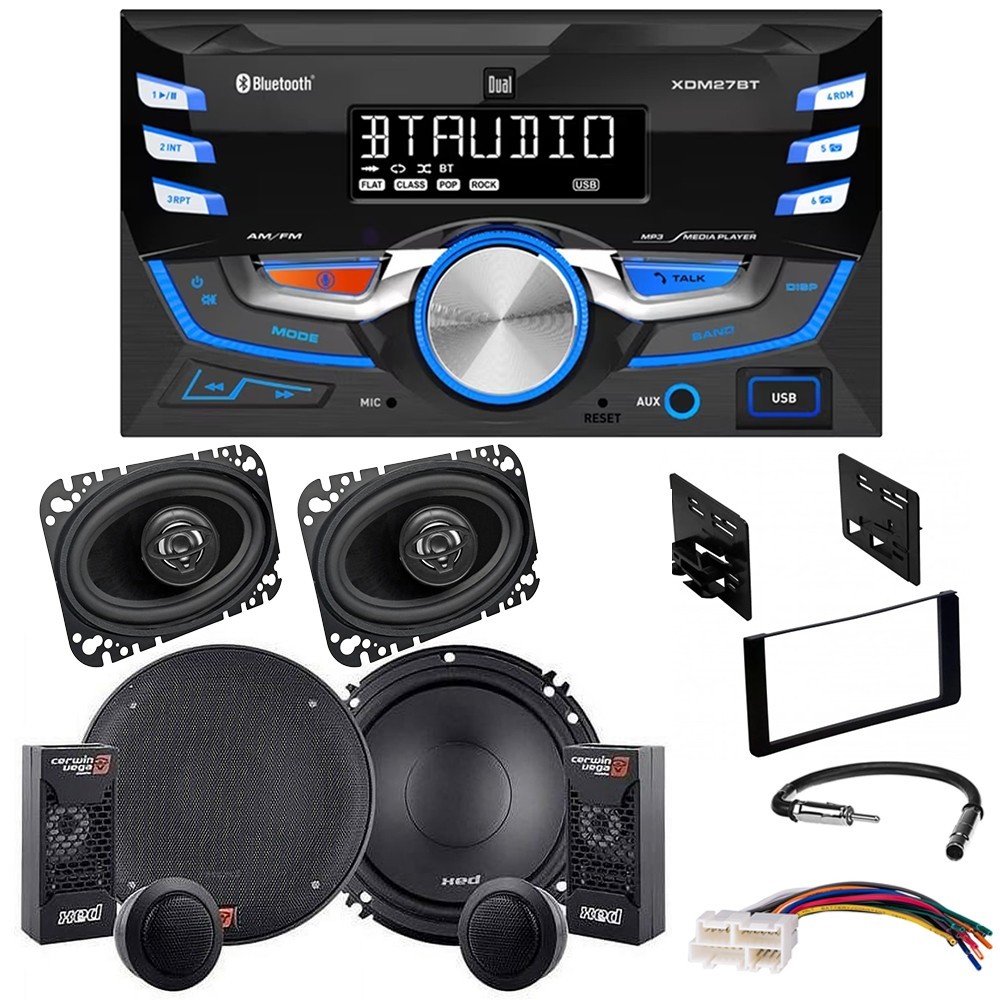 Dual XDM27BT AM/FM Radio Car Stereo & Speakers for 1995-1999 Sierra/Silverado
