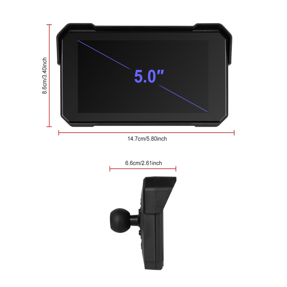 5″ Wireless CarPlay Android Auto Portable Screen Waterproof Motorcycle Navigator