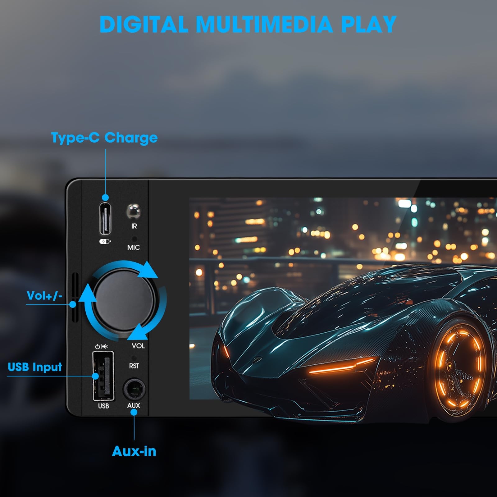 SOUNDKITS Single Din Car Radio with CarPlay: Bluetooth 6.5 Inch, Black