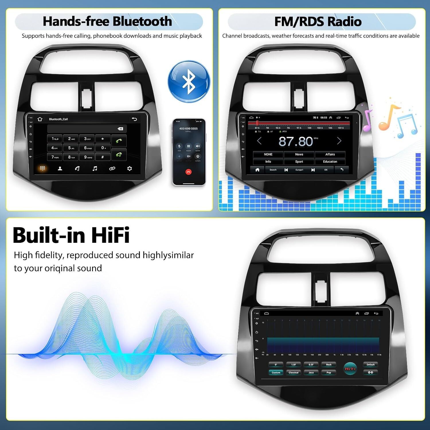 Car Radio Stereo Carplay For Chevrolet Spark 2+32G 9in BT Head Unit