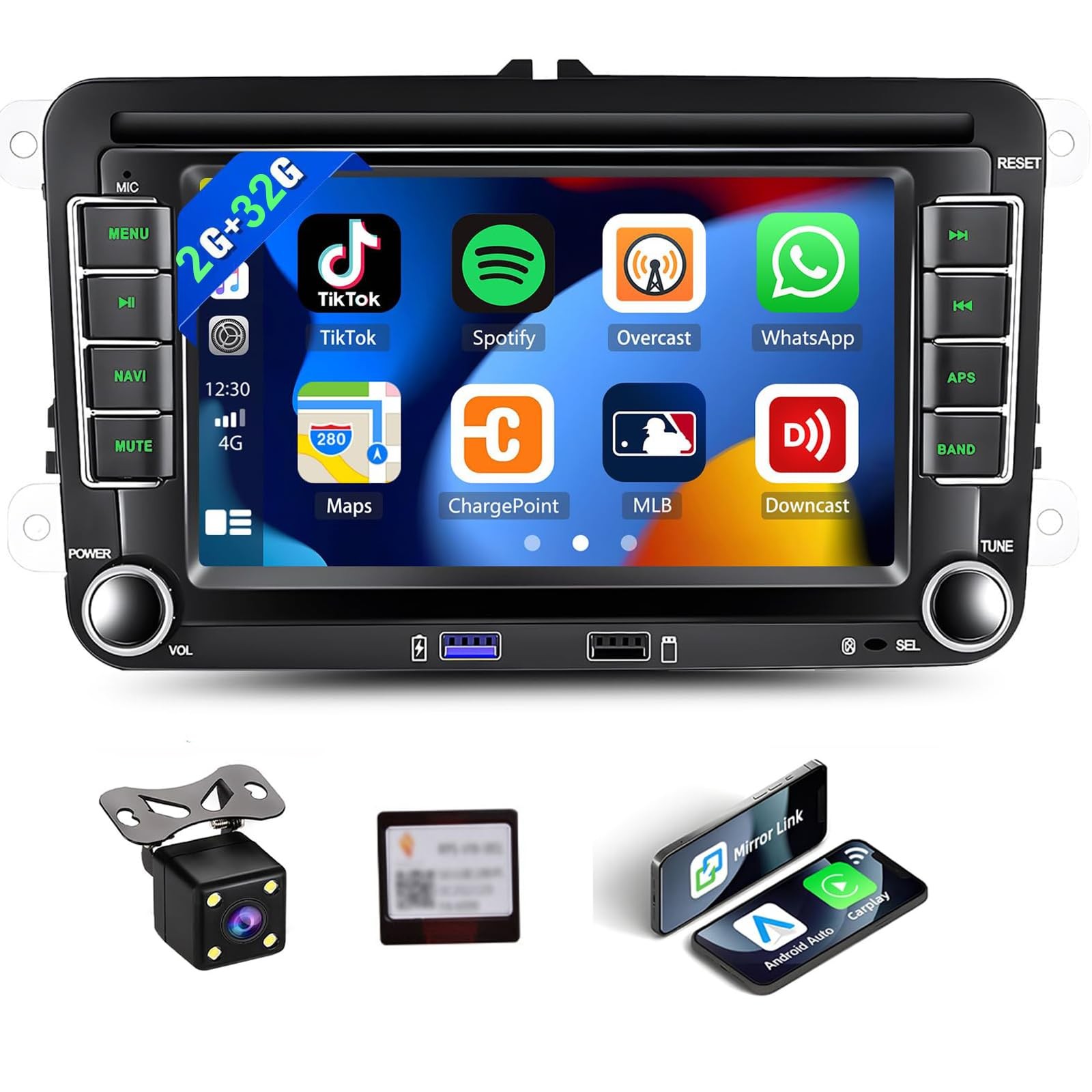 Unitopsci 2G32G Wireless Carplay Car Radio For Vw Volkswagen Passat Seat Golf