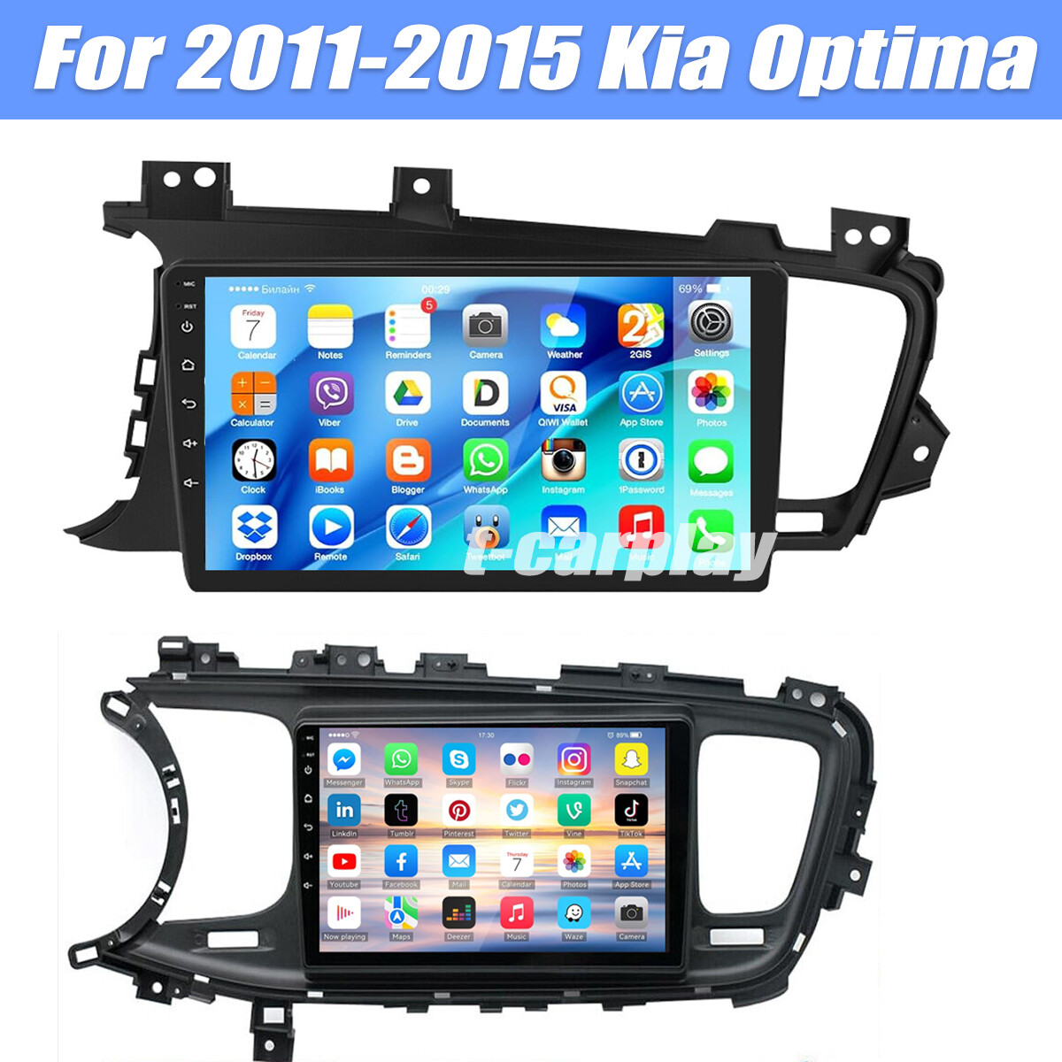 9″ Touch Screen Carplay Car Radio GPS AHD Backup Camera For 2011-2015 Kia Optima