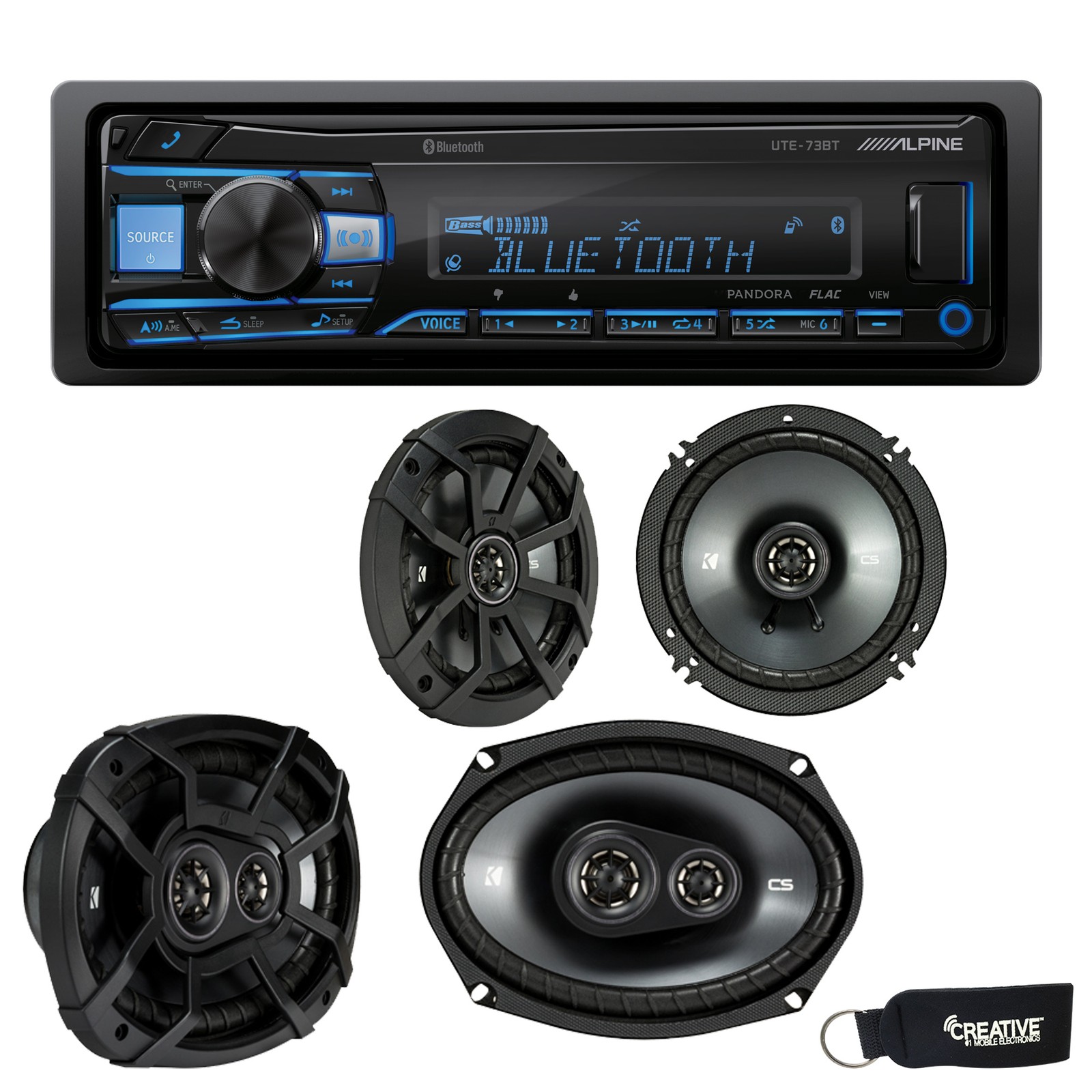 Alpine UTE-73BT BT Receiver No CD Kicker 43CSC654 6.5″ 43CSC6934 6×9″ Speakers