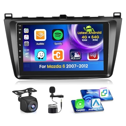 4G 64G Radio for Mazda 6 2007-2012 CarPlay Car Stereo Android 15 IPS 9″ 4+64G