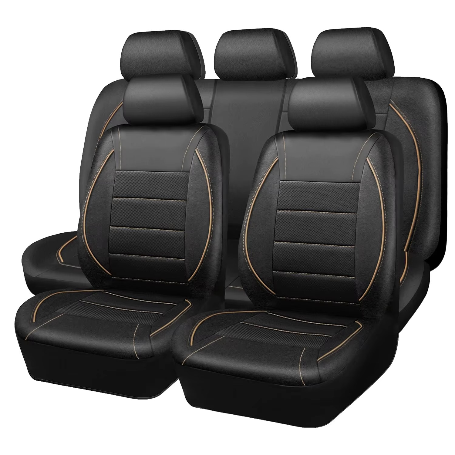 Universal Leather Car Seat Covers Simple Style Breathable 5 Seat Car Seat Cover