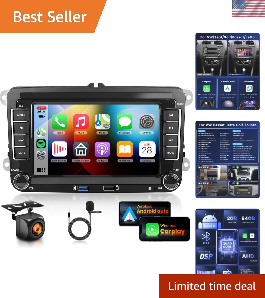 DSP 2G+64G Car Stereo with 7-Inch Touch Screen for VW Models & Safety Features