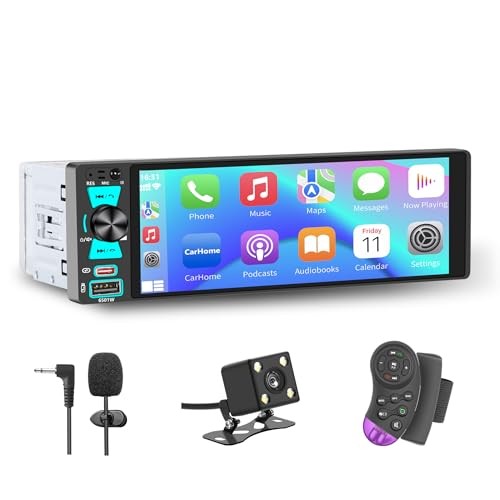 Single Din Radio, 6.5 Inch Touchscreen Car Stereo with Bluetooth Wireless Black