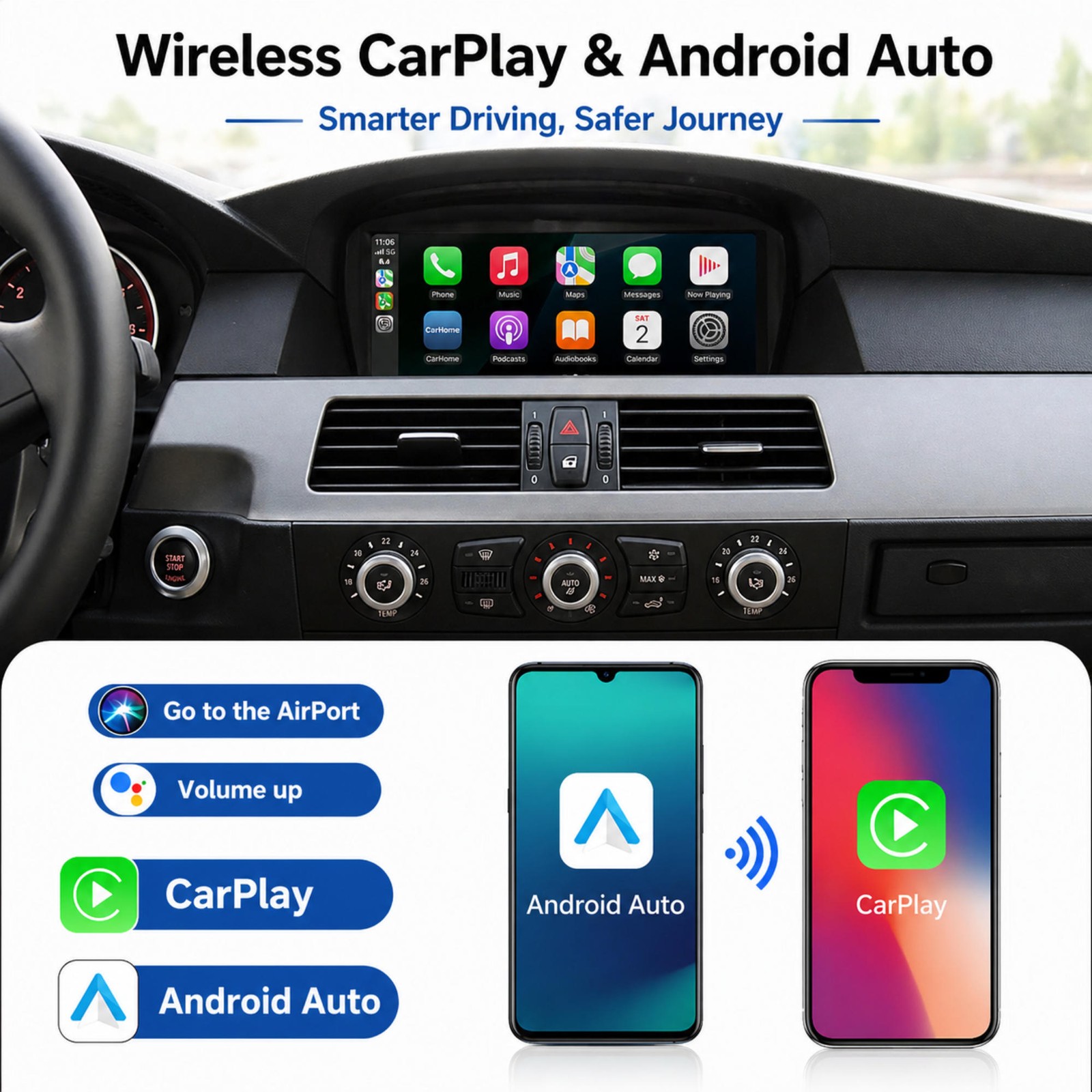 Wireless CarPlay TouchScreen For CIC BMW 3/5 Series E90 E91 E92/93 E60 E61 E63