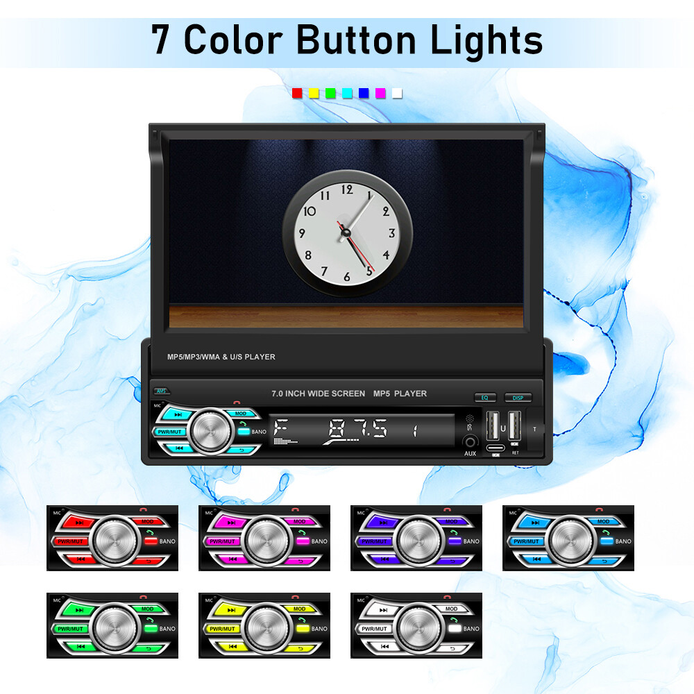 Single 1DIN 7″ Flip Out Car Radio Stereo Wireless Apple Carplay Android Auto BT