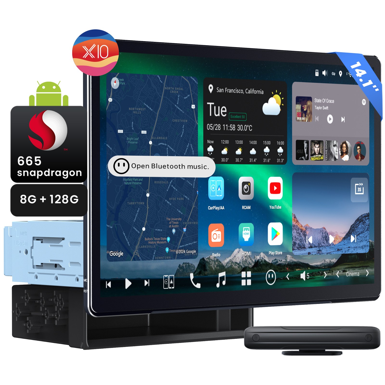 14.1″ QLED Single Duble Din Android 13 Adaptive Top AI Android Car Stereo 8+128G
