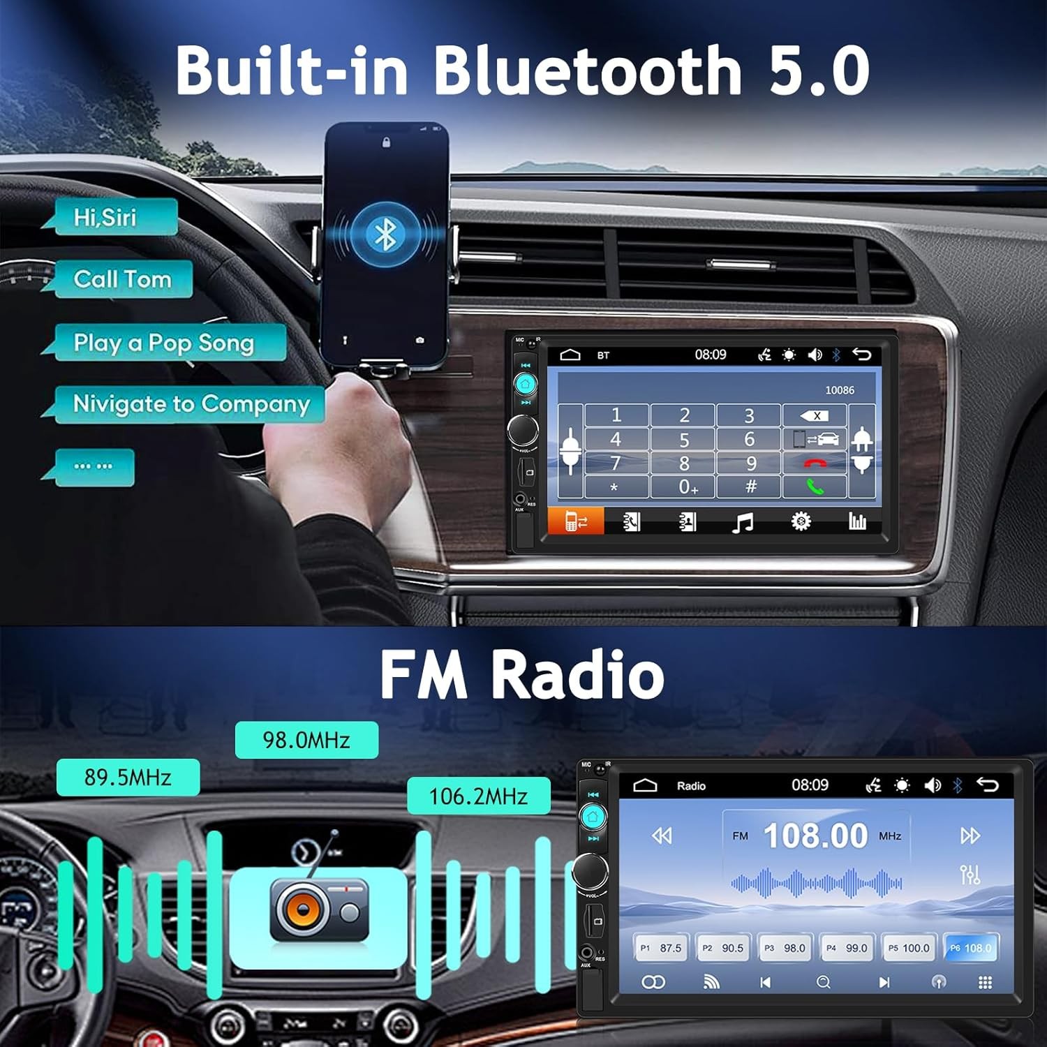 7″ Double 2DIN Car Stereo Radio FM Mirror Link Bluetooth Player Touch Screen Cam
