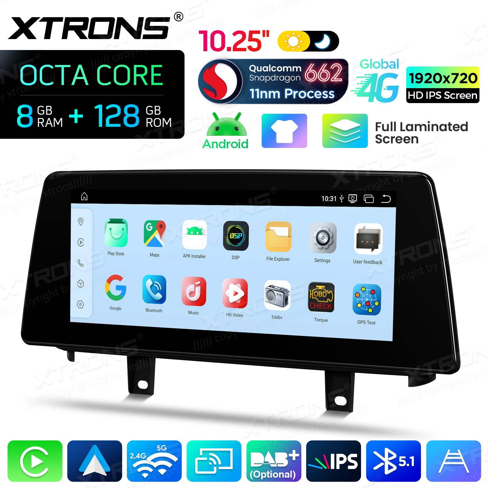 10.25″ Android 14 Car Stereo CarPlay 8+128G Retrofit For BMW X5 F15 X6 F16 NBT