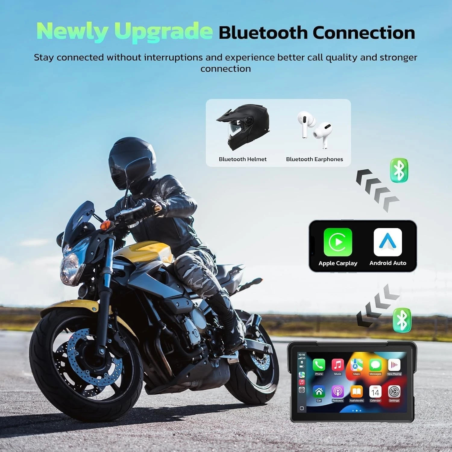 7″ Motorcycle GPS Navigator Touch Screen Motorbike Carplay Navigation Waterproof