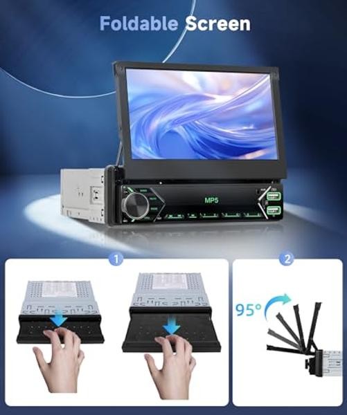 Single Din Retractable Screen Car Stereo Manual Retractable Screen with Carplay