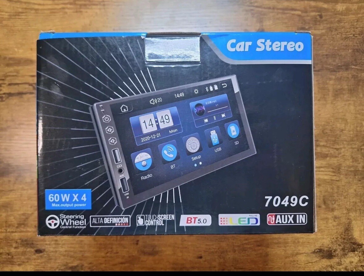7″ HD LED Touchscreen Double Din Car Stereo 60Wx4 Bluetooth & Aux In, USB Ports