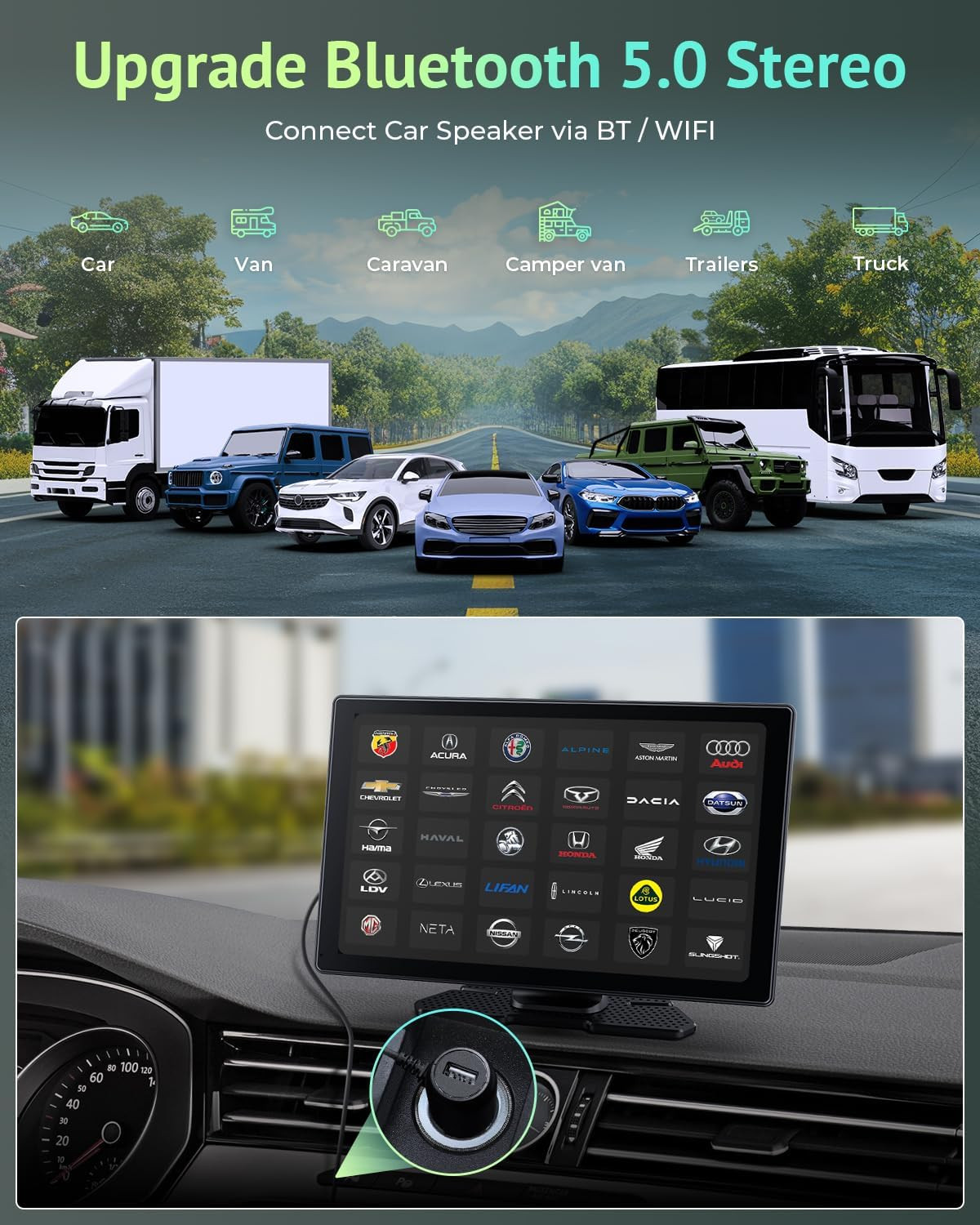 [2025 Upgrade] Apple Carplay Screen for Car&Android Auto Screen with 4K Dash Cam