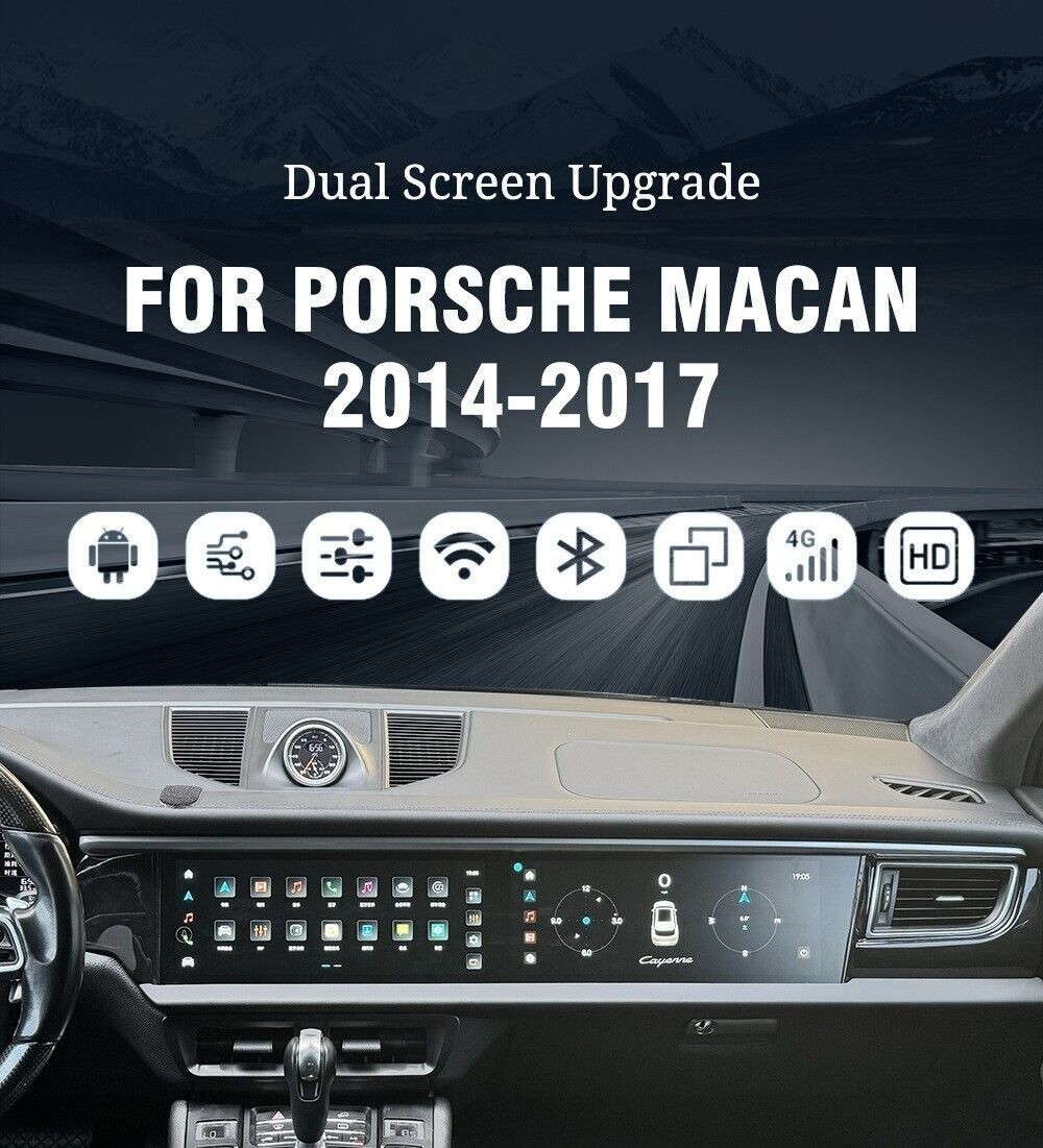 For Porsche Macan 2014-2017 Dual 12.3 inch Screen Car Stereo Radio Android Navi