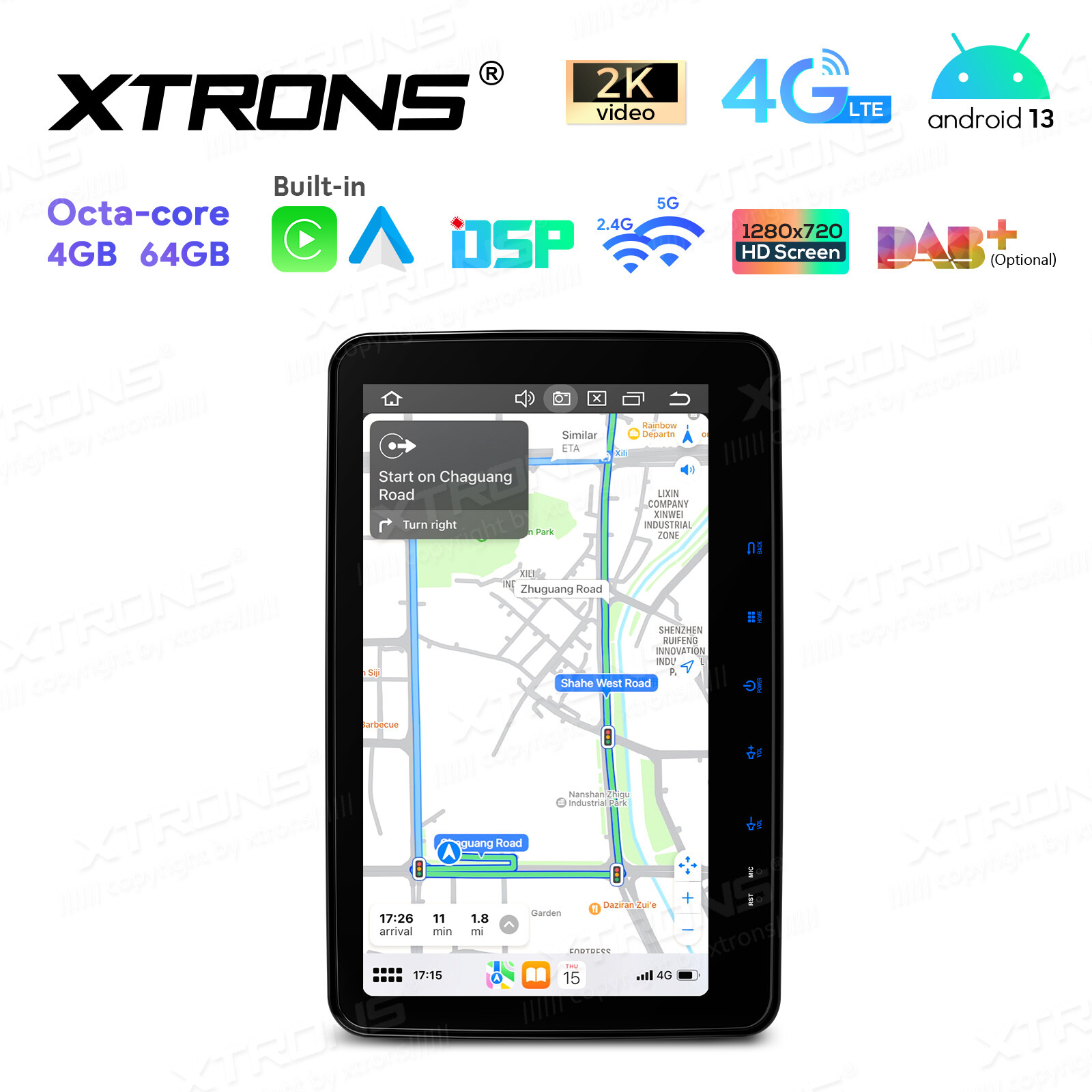 10.1″ Rotatable Double Din Car Stereo GPS Radio Android 13 8Core 4+64GB Car Play