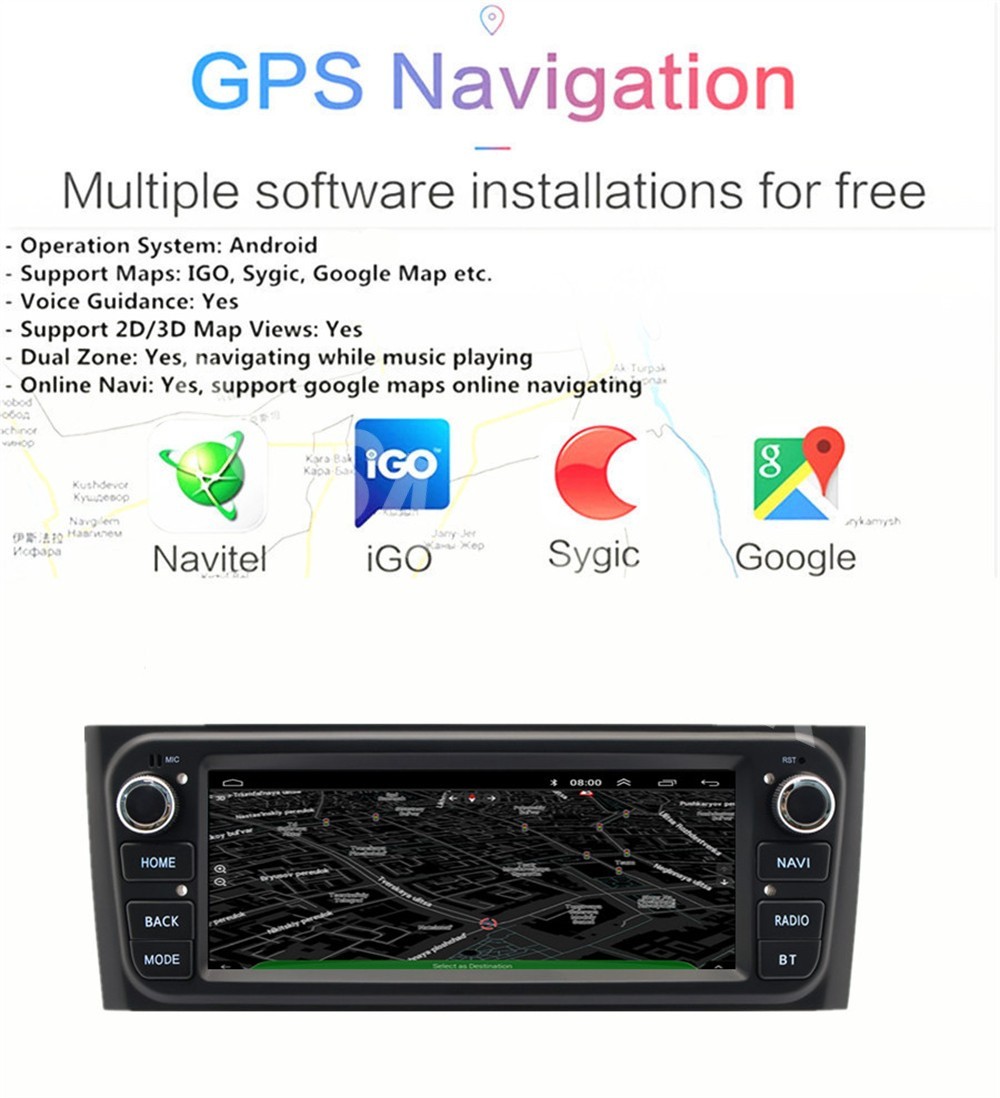 1 Din Car MP5 Player GPS Navi Head Unit Android 15 Fit For Fiat Punto 2007-2013