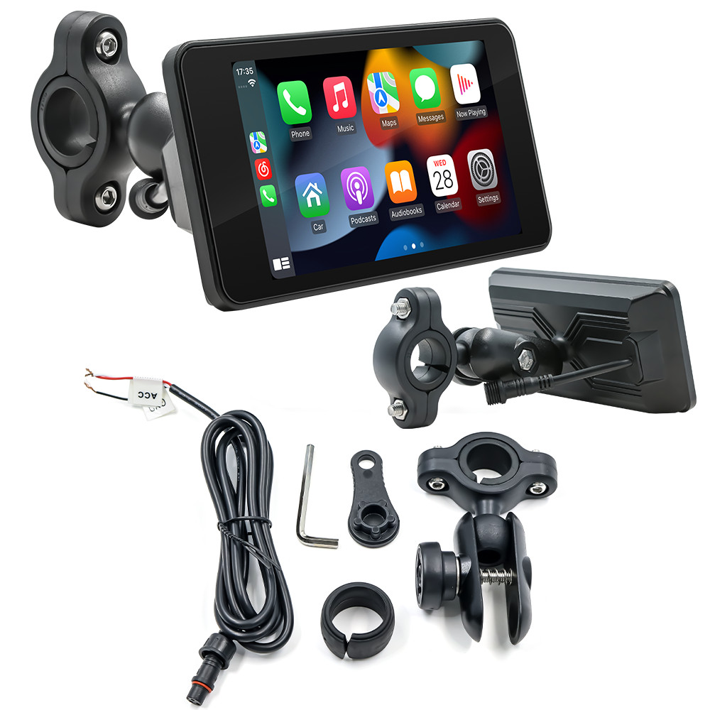 5″ Waterproof Motorcycle Navigator Portable Wireless CarPlay Android Auto Screen